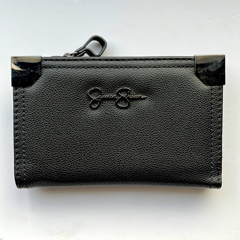Jessica Simpson black faux leather bifold wallet